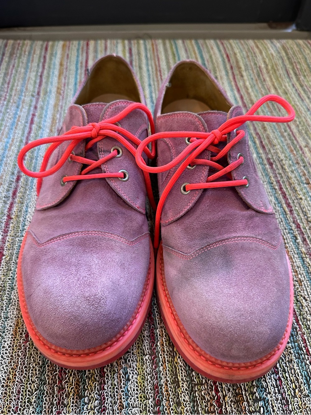 Fluevog 7th Heaven Derby Swirl purple (orchid)/pink suede lace-up shoe -11.5 - Picture 5 of 16